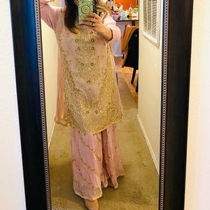Very beautiful light pink color with shirt Sharara and duppata
